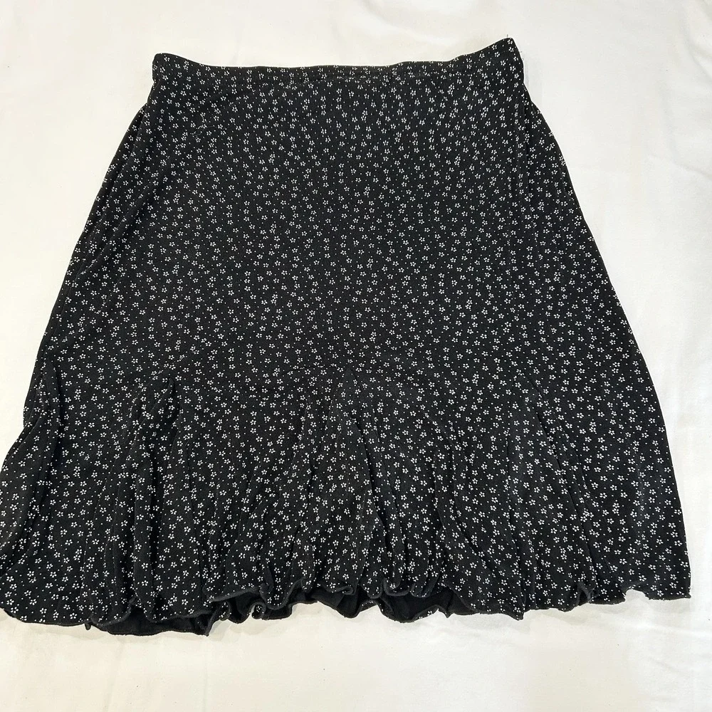 Vintage Briggs Skirt Sz S Floral Whimsigoth Cottage Fairy Grunge Ruffled Hem 90s